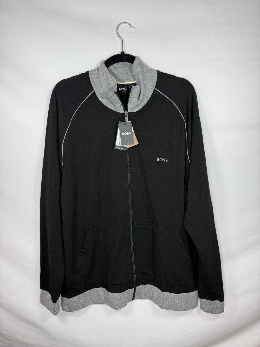 BOSS Hugo Boss Men XXL Black Mix & Match Full Zip Track Jacket Sweatshirt $64